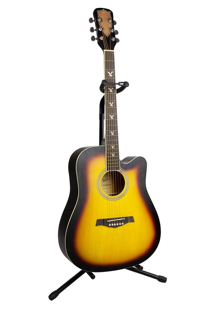 RockJam GS-001 Adjustable Vertical Tripod Guitar Stand for Acoustic and Electric Guitars