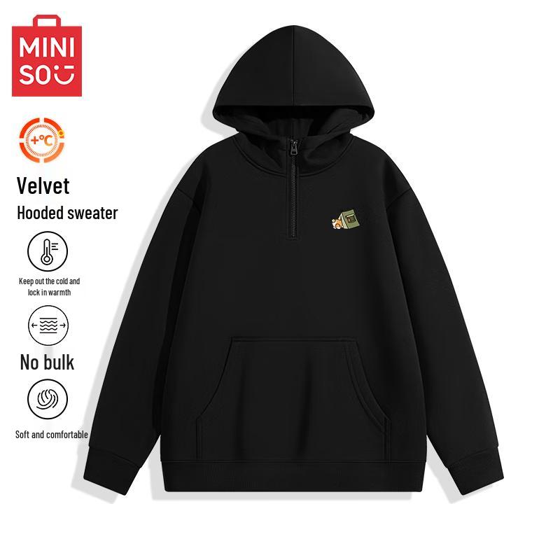 MINISO Men's Fleece Half-Zip Hooded Sweatshirt