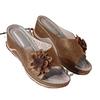 Foreign Trade Large Size Flower Slope Heel Cool Slippers Women's 2025 Spring and Summer New European and American Fashion Casual Cool Slippers Women