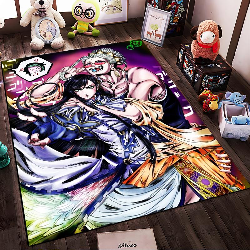 Colorful Anime Carpet Featuring Two Characters in Bold Design Suitable for use as an anti-slip for living room bedroom sofas