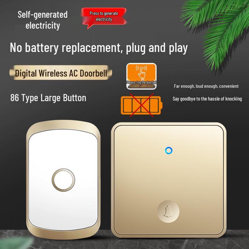 Ultra-Long Range Wireless Self-Powered Doorbell with Large Button