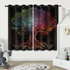2 Pieces of Tree of Life Pattern Printed Curtains, Decorated In Black Gothic Style for Bedroom and Living Room