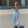 Seaside beach vacation dopamine suspender dress women's summer one-word shoulder waist halter skirt strap a-word skirt
