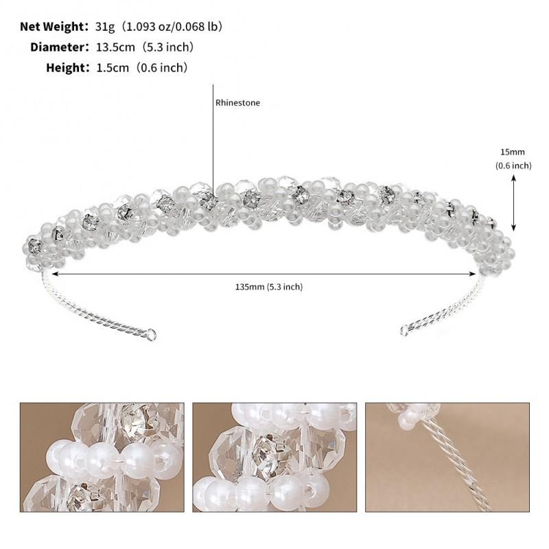 

Korean Bride Jewelry Crystal Headband Handmade Beaded Hair Accessories Knitted Super Flash Pearl Thin Women