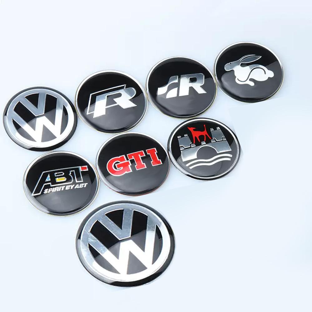 DIG1 1PC Aluminium ABT/R/GTI Logo Auto Steering Wheel Sticker for VW Jetta Golf R Beetle CC EOS GTI R32 MK4 Accessories Car Styling