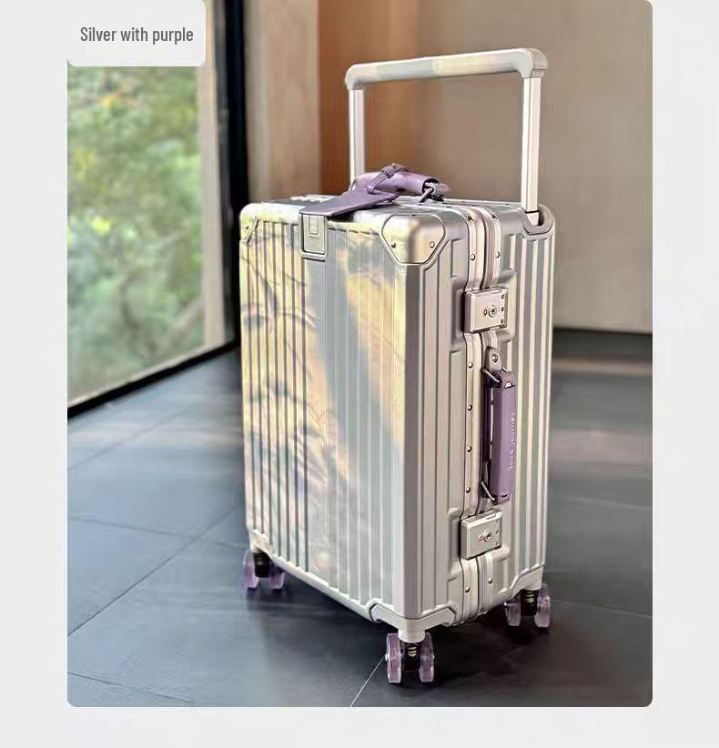 Silent Universal Skate Wheel Suitcase - 20" Boarding Password Box & 24" Trolley Case for Women