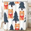 Christmas-themed Shower Curtain with Bear Pine Tree Print for Bathroom Decoration Waterproof Fabric 180x245cm   Blue Editions
