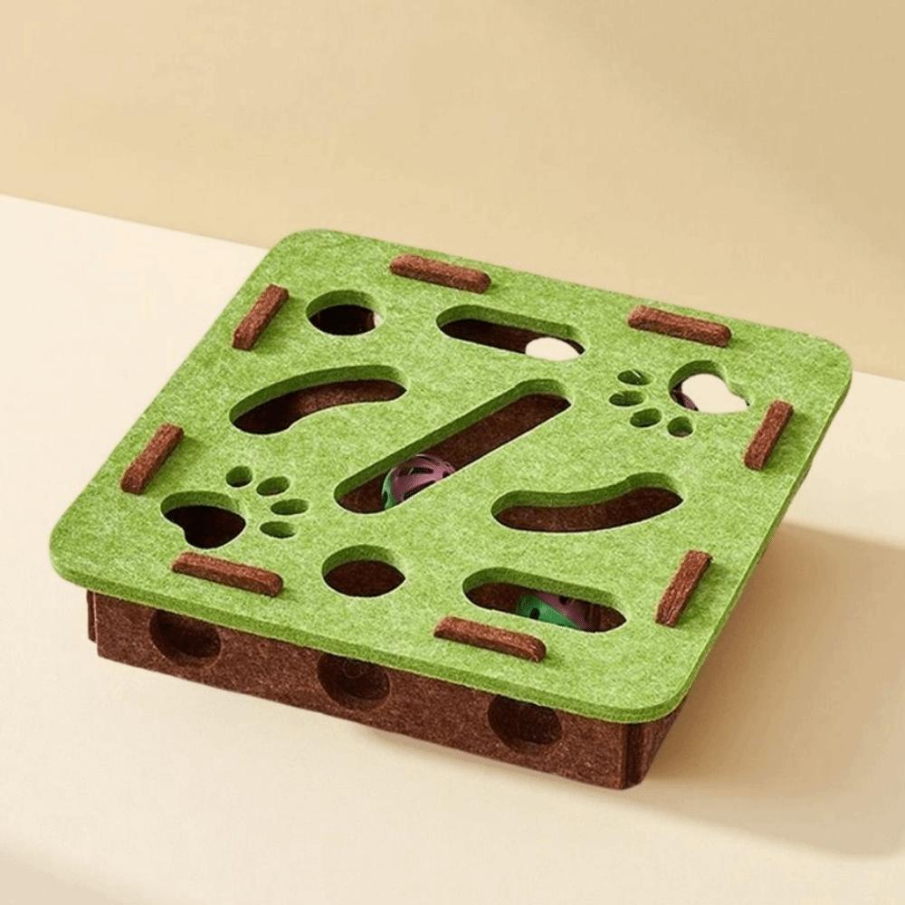 Felt Pet Puzzle Track Toy Funny Kitten Track Ball Toy Durable Cat Teasing Box  Indoor Game