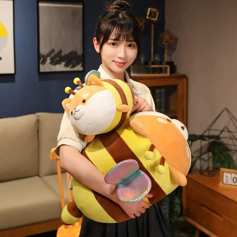 Cute Bee Ladybug Plush Toys High Quality Stuffed Dolls Sleeping Cylindrical Pillow Soft Sofa Decoration Birthday Gifts for Kids