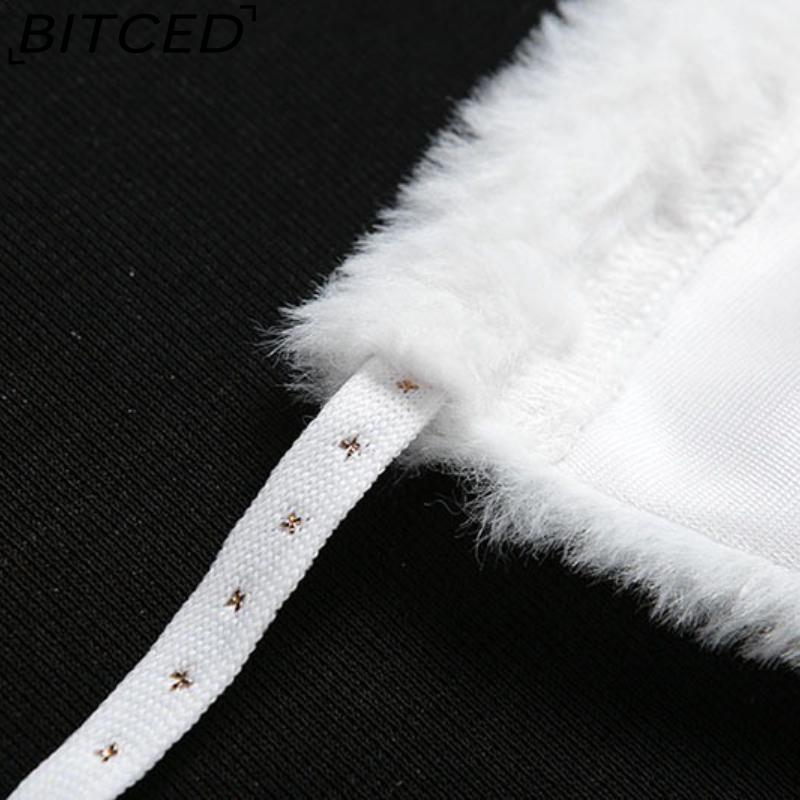 BITCED Spring/Summer Women's Versatile Solid-Colour Fleece-Lined Halter Neck Tie-Front Sexy Bandeau Top