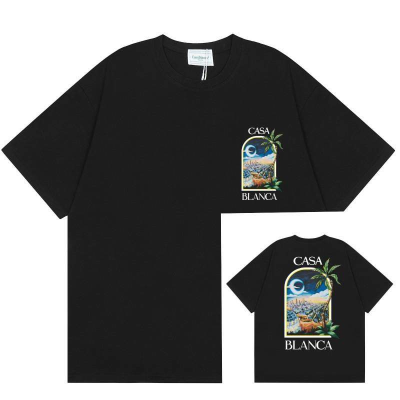 Men Women Streetwear Short Sleeve T-Shirt With Geometric Letter Print Loose Fit Cotton Tee Casual