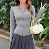 Women's Fashion Casual Slim Fit Cardigan Jacket Yoga Fitness Clothes Thin Top Stand Collar Nylon Sun Top