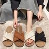 2025 fairy wind beach skirt gentle new cool slippers women wear hundreds of matching spring and summer one-word drag flat bottom