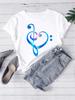 New Women T Shirt Fashion Musical Note Printed T Shirt Harajuku Cute Graphic Tee Shirt Female Ladies Casual Tops Shirts