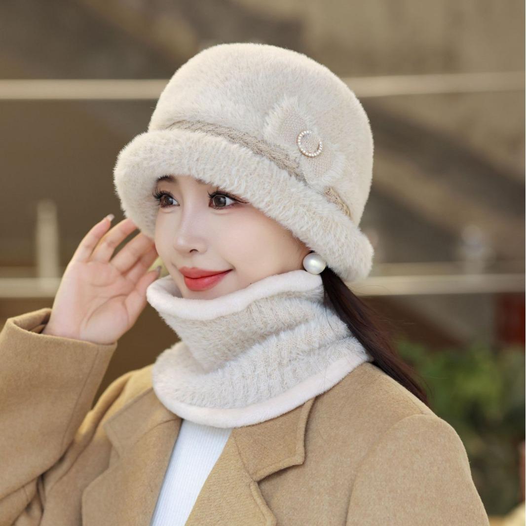 

Новая корейская версия вязаная универсальная теплая и толстая шапка для женщин модная теплая шерстяная шапка кроличий мех для мамы average size