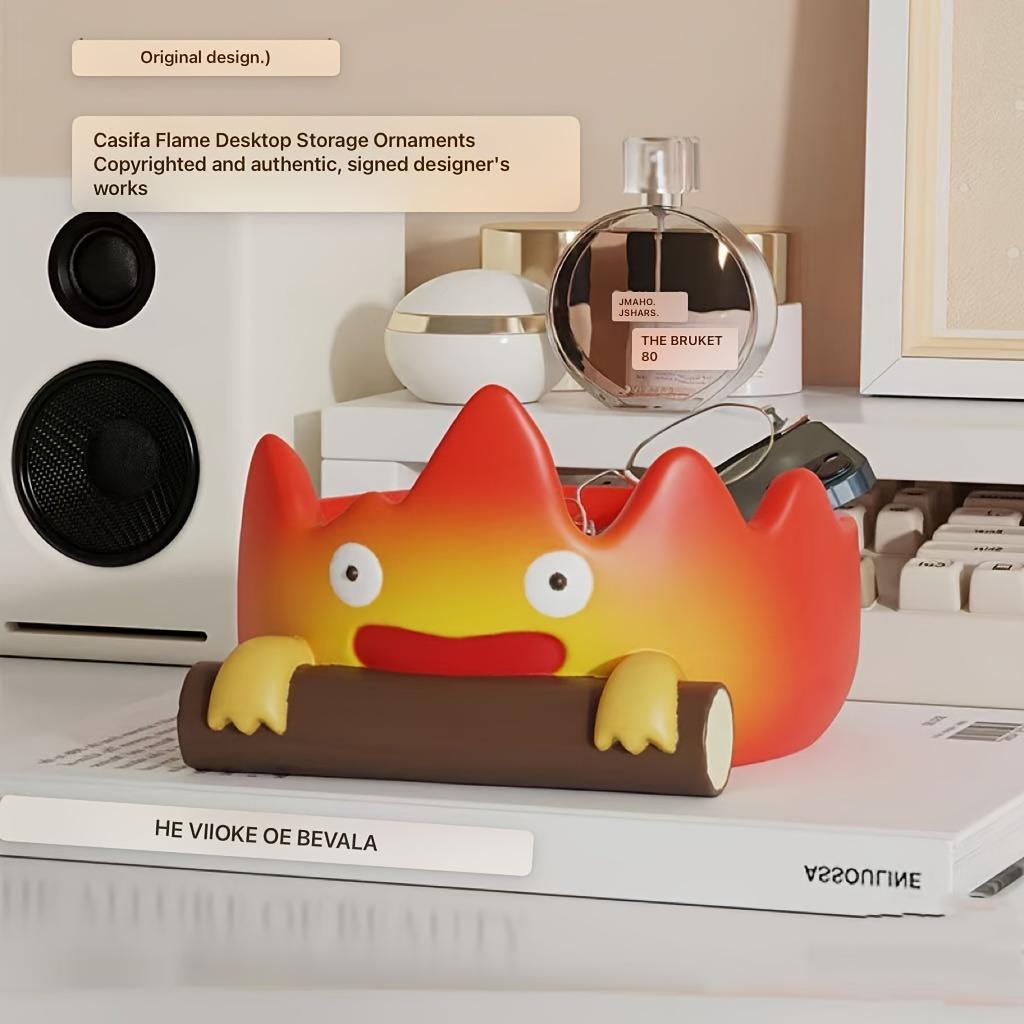 Casifa Resin Cartoon Fire Person Tray Creative Anime Key Holder Storage Indoor Outdoor Decor Perfect for Christmas HalloweenGift