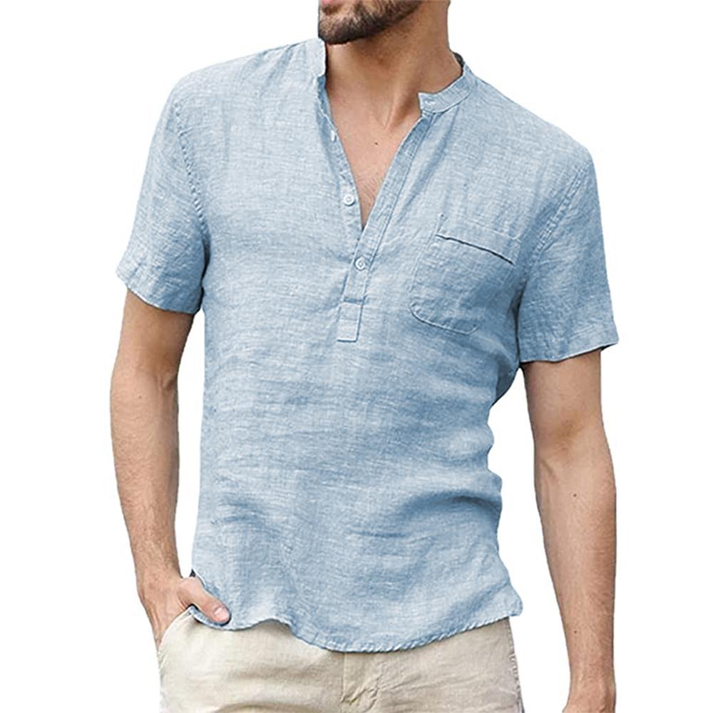 Summer Men's Short-Sleeved T-shirt Cotton and Linen Led Casual Men's T-shirt Shirt Male  Breathable XS-5XL