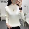 Half High Neck Sweater Slim Fit Long Sleeve Knitting Base Tops Autumn and Winter Versatile Warm Jumper Y2k Sexy Women's Pullover