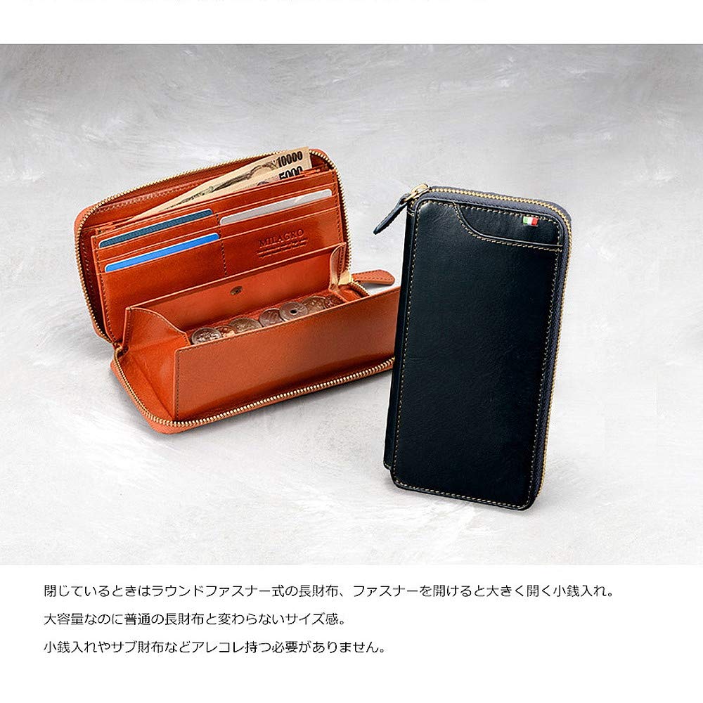 Milagro Tamponato Garcon Wallet (Men's Large Capacity Zip-Around Wallet, Genuine Leather, Unisex, Perfect for Christmas, Father's Day, or Spring),