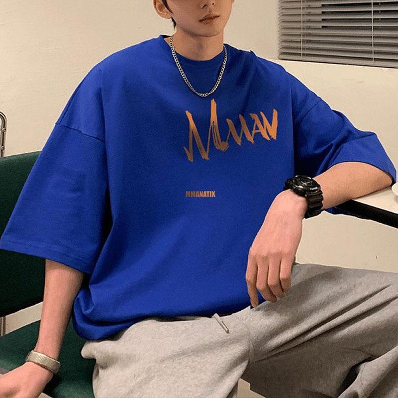 Korean Short Sleeve Pullovers Men's Clothing Letter Printed Summer Casual O-Neck Basic Stylish Loose Youthful Vitality T-shirts