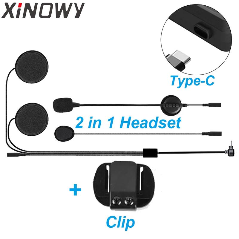 Only for XINOWY V6 PLUS Headset + Mounting Clip Base 2 In 1 Earphone for Motorcycle Helmet Bluetooth Intercom