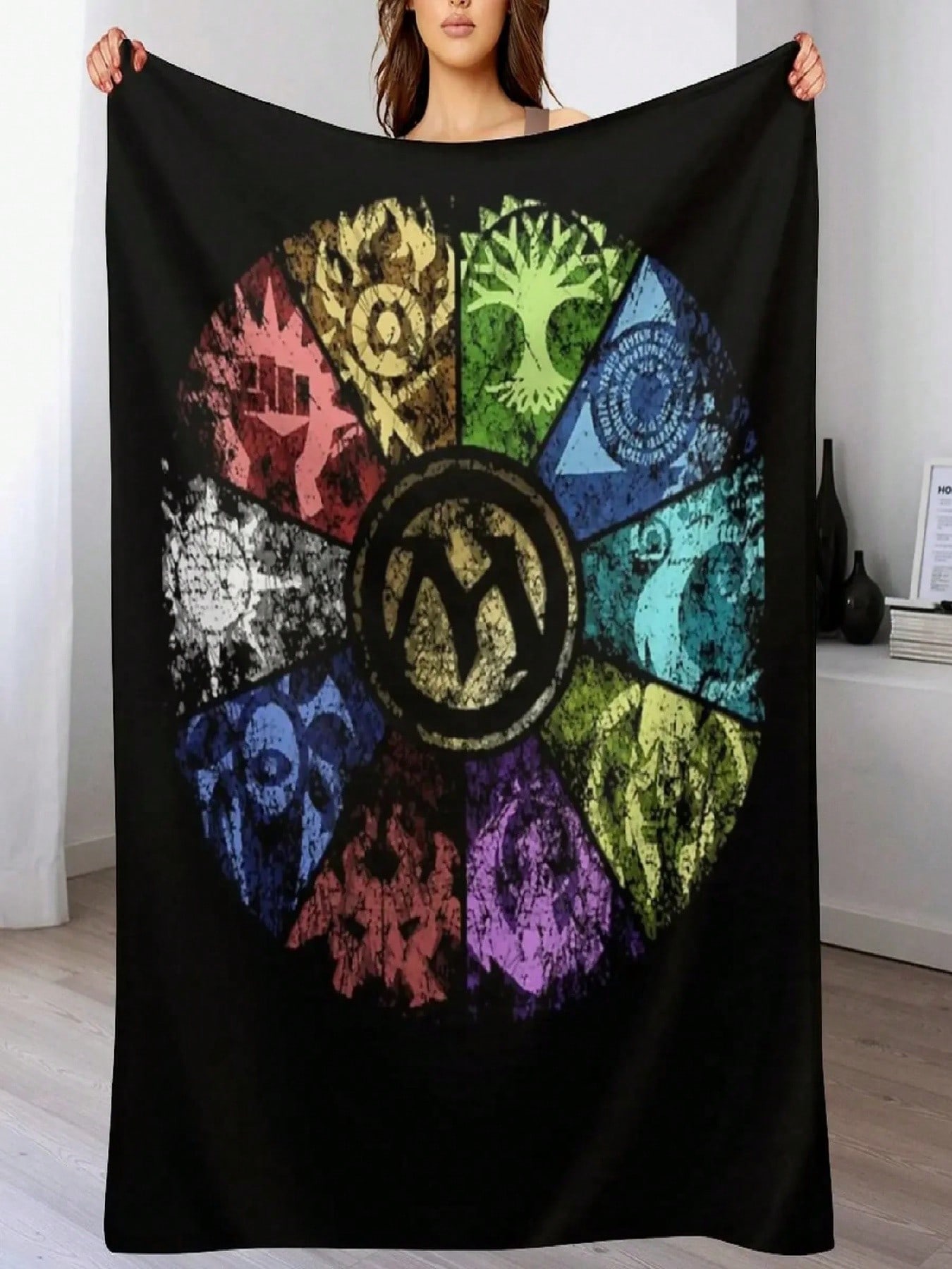 

MTG Faded Guild Wheel Throw Blanket Luxury Picnic Thins Blankets 75X95CM сірий колір