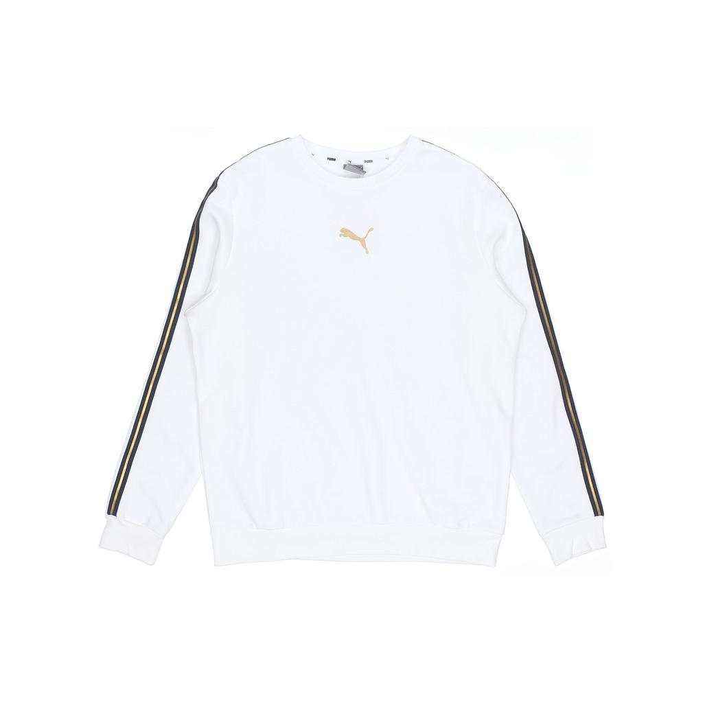 Puma Metallic Nights Fleece-Lined Crew Neck Sweatshirt Men Tops White 587141-02