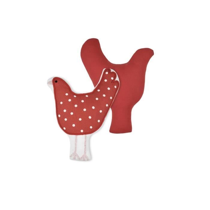 Coussin décoratif - La poule de Tom - 40 x 32 cm - 100% coton - Non déhoussable - Rouge