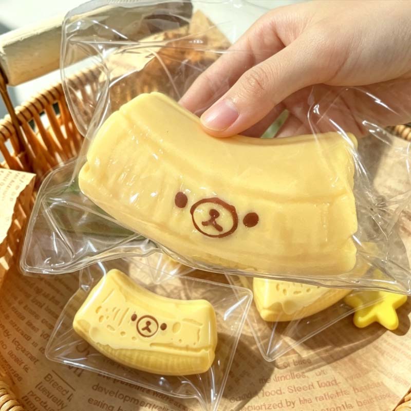 Banana Bear Squishy Slow Rising Super Soft Stress Toys Cute Squishy Office Decompression Toys Silicone Squishy For Adults