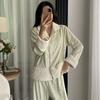 Pajamas women's autumn and winter island fleece suspender three-piece warm high-end flannel autumn and winter loungewear set