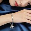 Sterling Silver Auspicious Clouds Bamboo Bangle - Chinese Style Open Bracelet Gift for Women