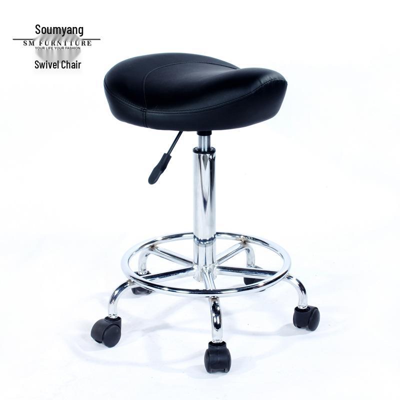 Banco Giratório de Sela com Encosto - Cadeira Minimalista para Uso em Salão, Laboratório ou Barbearia