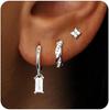 4PCS Fashion Zircon Round Hoop Earring Set Women Temperament Flower Ear Stud Huggie Earring Tragus Piercing Cartilage Jewelry
