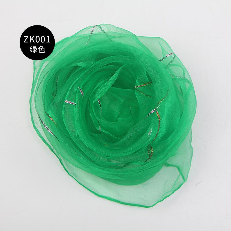 Shiny Thread Solid Color Chiffon Small Scarf Kindergarten Performance Dance New Style Small Square Scarf Candy Color Silk Scarf