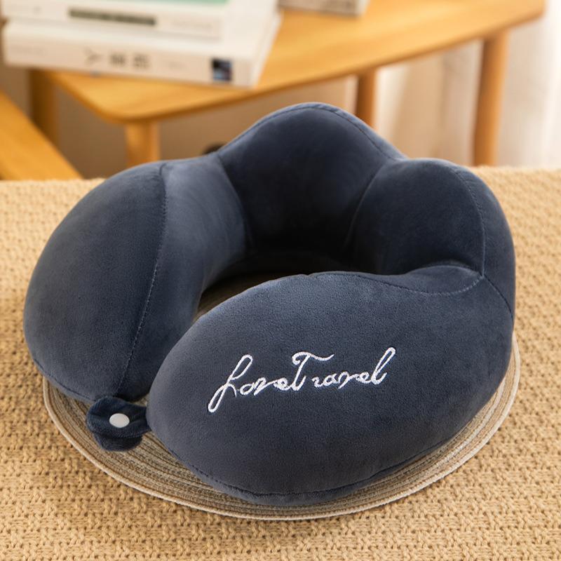 Cartoon Memory Foam U-Shaped Travel Neck Pillow for Airplane, Car & Student Use