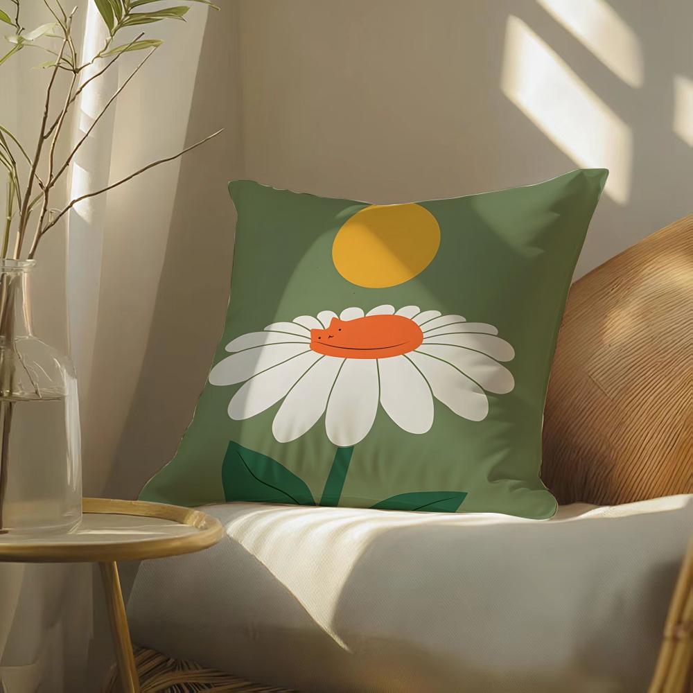 Simple Home Flower Pattern Pillow Case Pattern Printed Pillowcase For Living Room Sofa Cushion Cover & Bedroom Decor