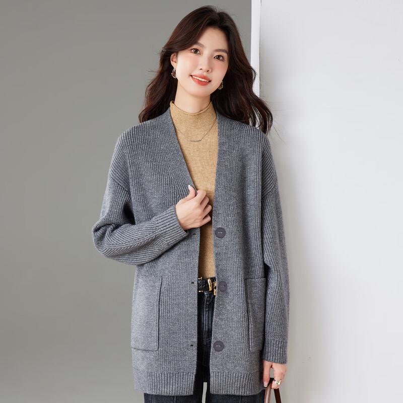 CARBAMMI Women's Mid-Length Loose Knit Cardigan