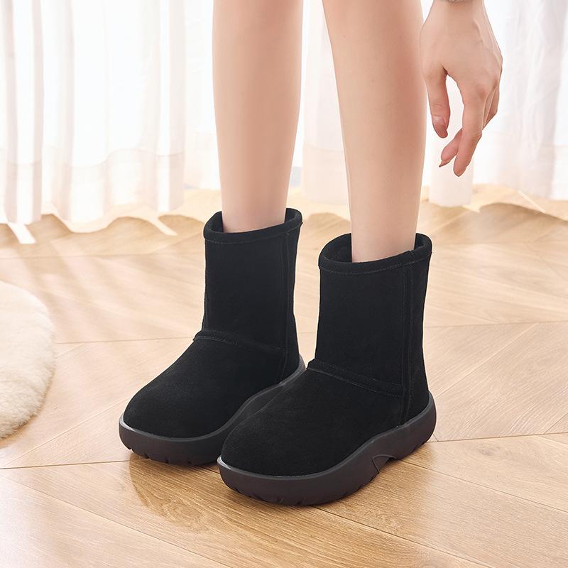 Echtlederschuhe, Schneestiefel, Dicke und warme Baumwollschuhe für Damen zum Warmhalten