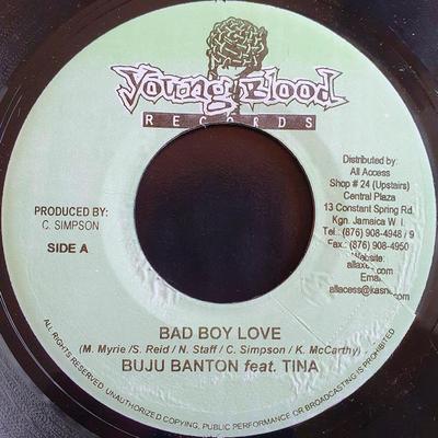 7inch Record BUJU BANTON, TINA / EINSTEIN - Bad Boy Love / Empty Gun NONE Young Blood Rec 2008 Jamaica Reggae, Ska & Dub Used