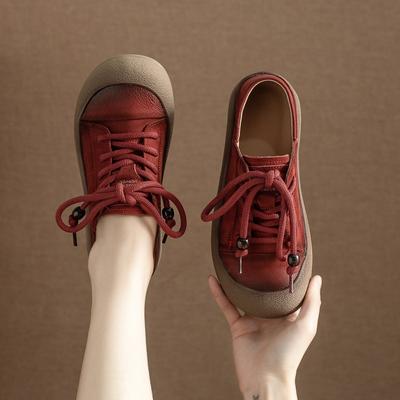 Single-shoe Women's Shoes, Versatile Retro Shoes, Round Flat, Retro Student Board Shoes for Women