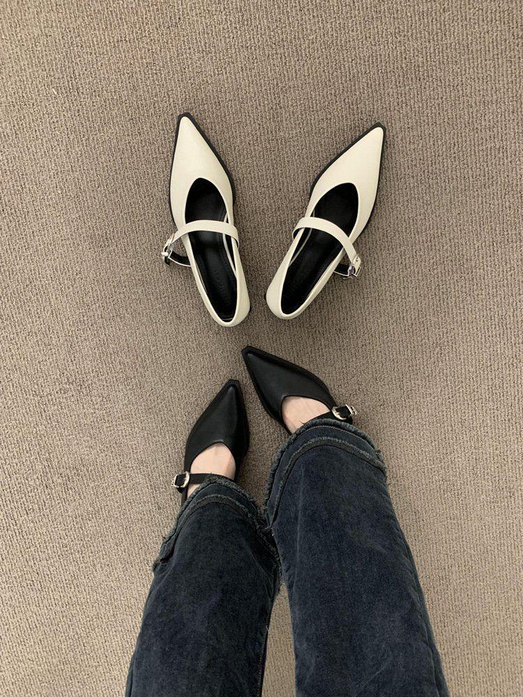 2025 New Autumn Women's Pointed Toe Mary Jane Shoes - Soft Leather, Versatile & Stylish