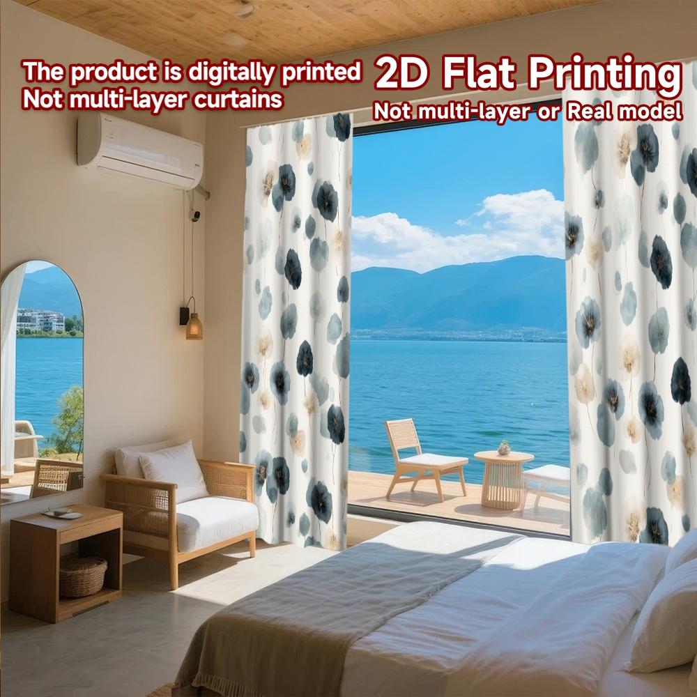 Flat Printing Curtains Without Rod Floral Leaf Design April Fools Is Day Holiday Prints Sheer Set Of 2 Made Polyester