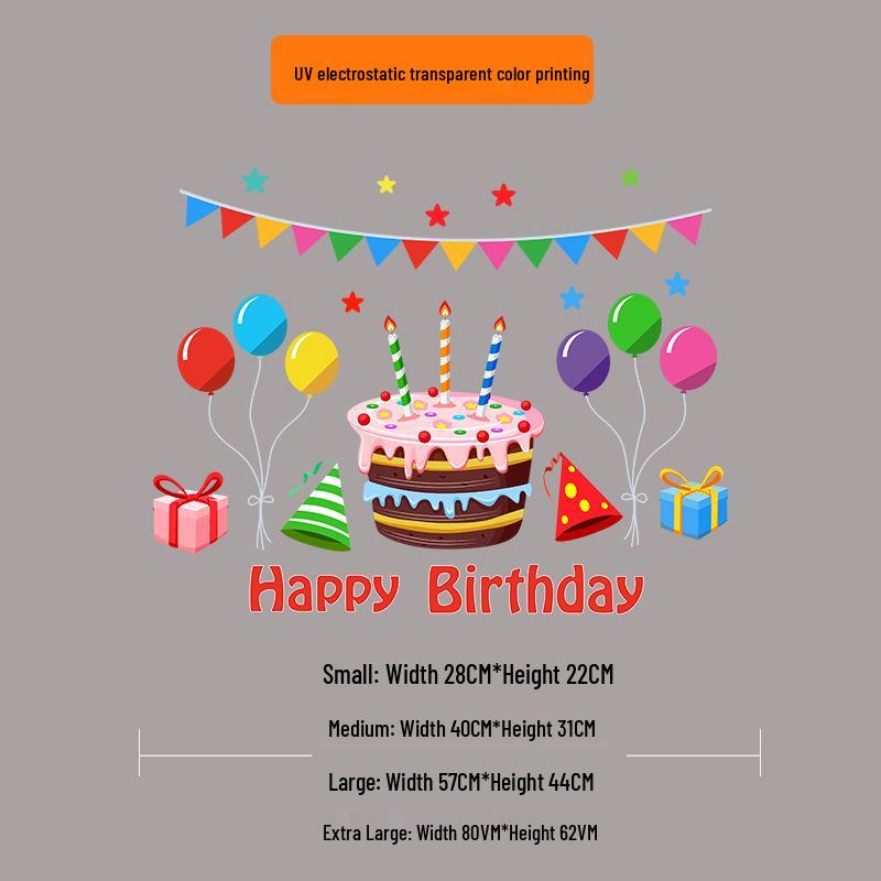 

Прикраса вітрини кондитерської до дня народження Статичні наклейки 28x22 cm