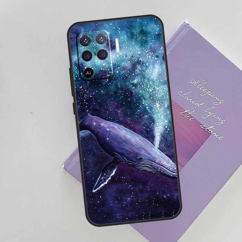 Beautiful Blue Whale Painting Case For Oppo A15 A16 A17 A52 A72 A76 A96 A74 A94 A53 A54S A57S A58 A78 A98 A77 Phone Cover