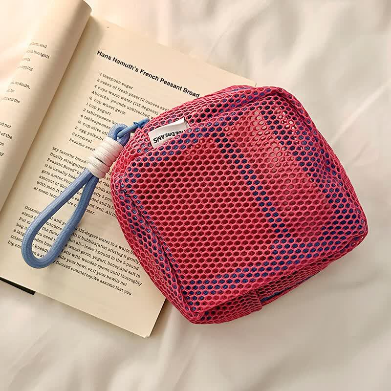 Net Fabric Portable Small Purse for Cosmetics, Multi-functional Color Digital Makeup Bag for Travel Storage