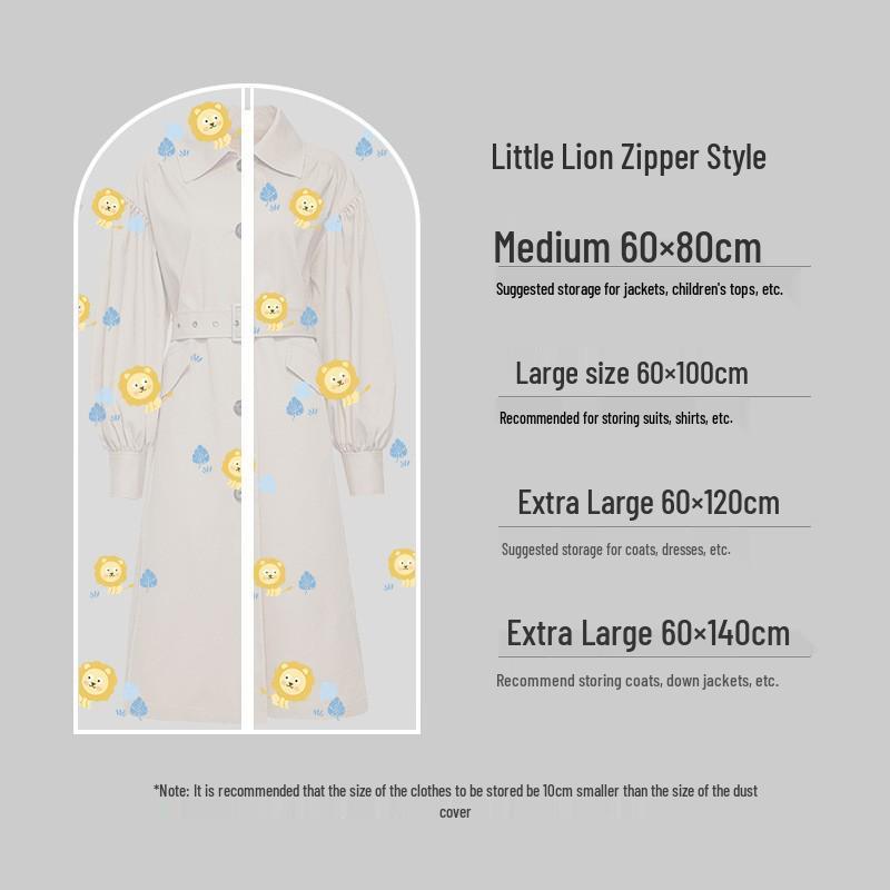 Thickened Transparent PEVA Dustproof Garment Bag for Suits – Washable Hanging Clothes Cover