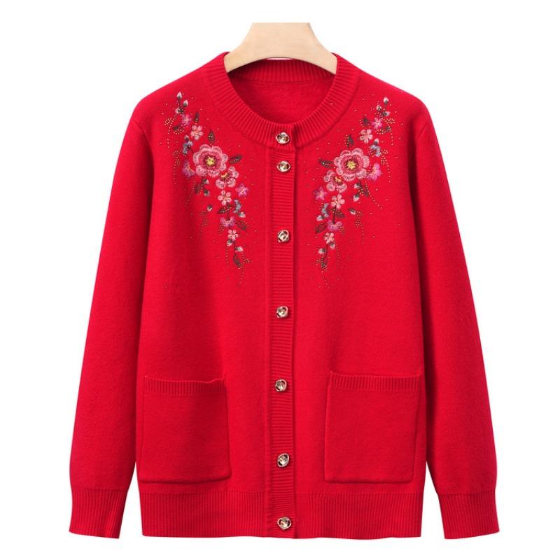 Grandma winter clothes new bottoming shirt women middle-aged and elderly knitted sweater temperament mother cardigan top old lady clothes