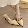 Blue Memory! Retro Suede Side Empty Pointed Tip Thin Heel Sandals Women'S Spring And Spring Commuting Bag Head Empty Sandals