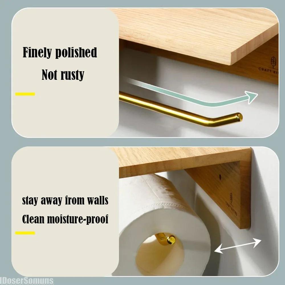 Uchwyt na chusteczki Pudełko na chusteczki Drewno lite Uchwyt na papier toaletowy Bez wiercenia Montowany na ścianie Pudełko do przechowywania Stojak do przechowywania Akcesoria łazienkowe