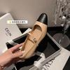 Love At a Glance~ Xiaoxiangfeng Thick-heeled Mary Jane Shoes 2025 Spring Full Leather Color Matching with Commuter Shoes